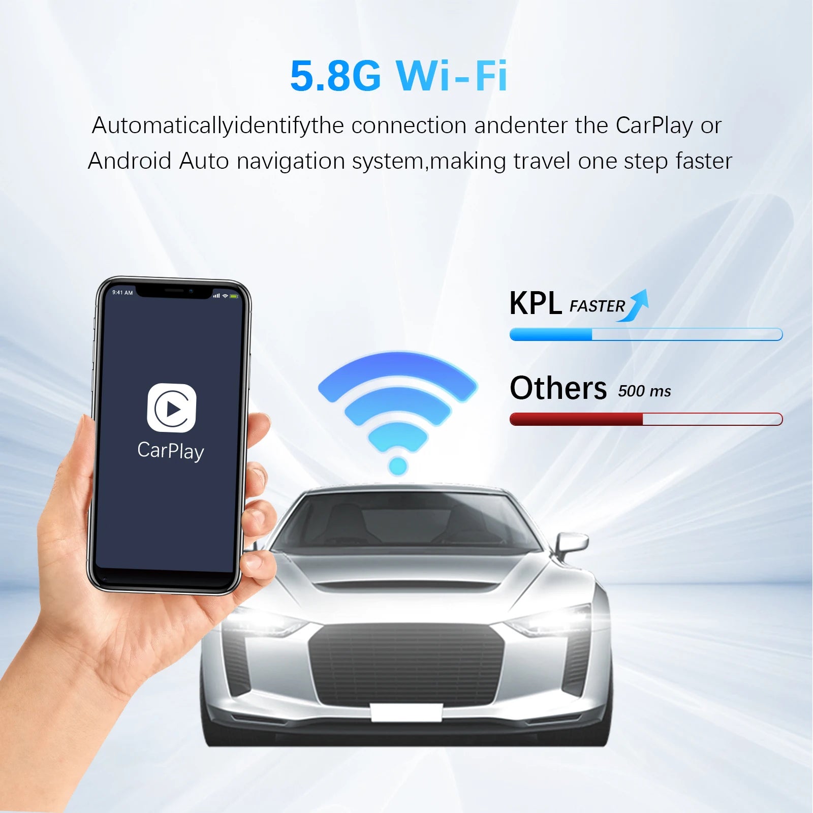 2-in-1 Wireless CarPlay Android Auto Adapter USB Dongle with Short Cable Zero Space Occupation Fits for 99% Factory Wired Cars