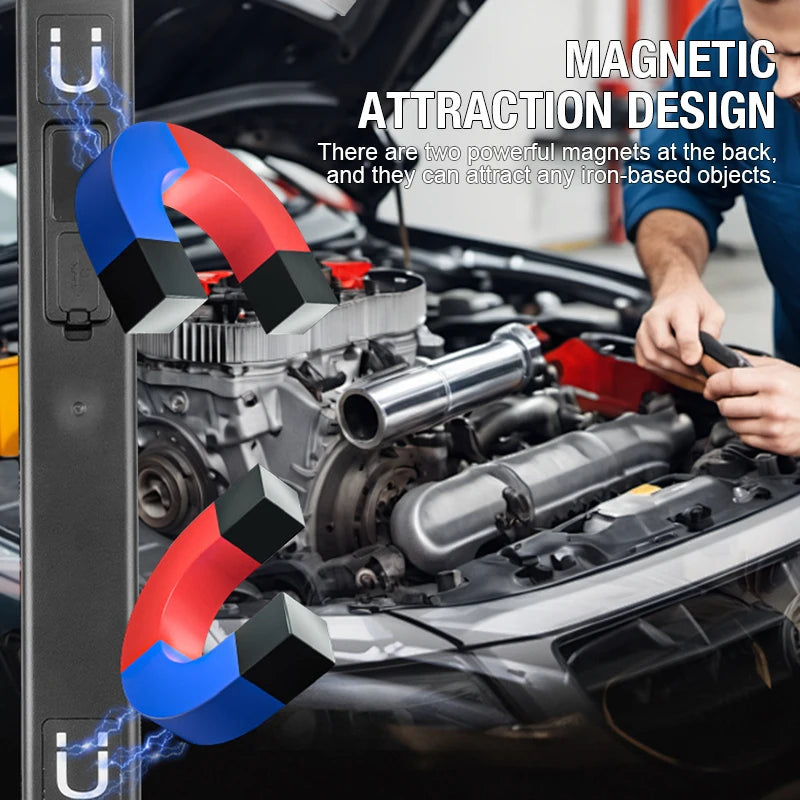 New Folding Strong Light Magnetic Work Light TYPE-c Charging Portable Multi functional Digital Display Auto Repair Light Outdoor