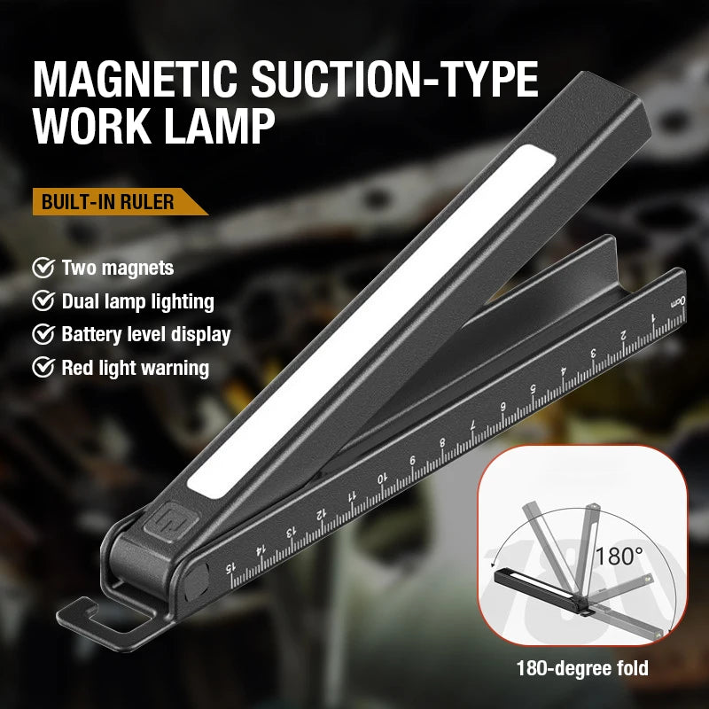 New Folding Strong Light Magnetic Work Light TYPE-c Charging Portable Multi functional Digital Display Auto Repair Light Outdoor