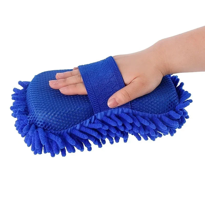 1PC Microfiber Car Wash Sponge - Non-Scratch Two-Sided Chenille Mitt for Cars, Trucks, SUVs, Boats, RVs