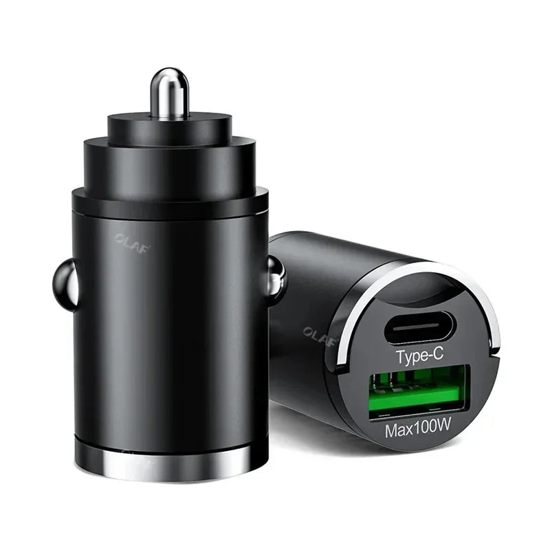 200W Mini Dual Ports USB Car Charger Lighter Fast Charging Car Phone Charger Adapter for iPhone 13 12 Xiaomi Huawei Samsung